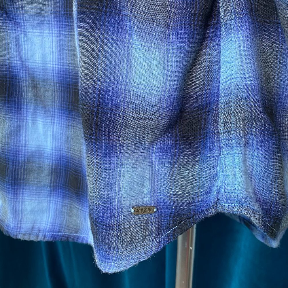 PINK by Victoria Secret Blue Plaid Popover Shirt Dress - Picture 11 of 11